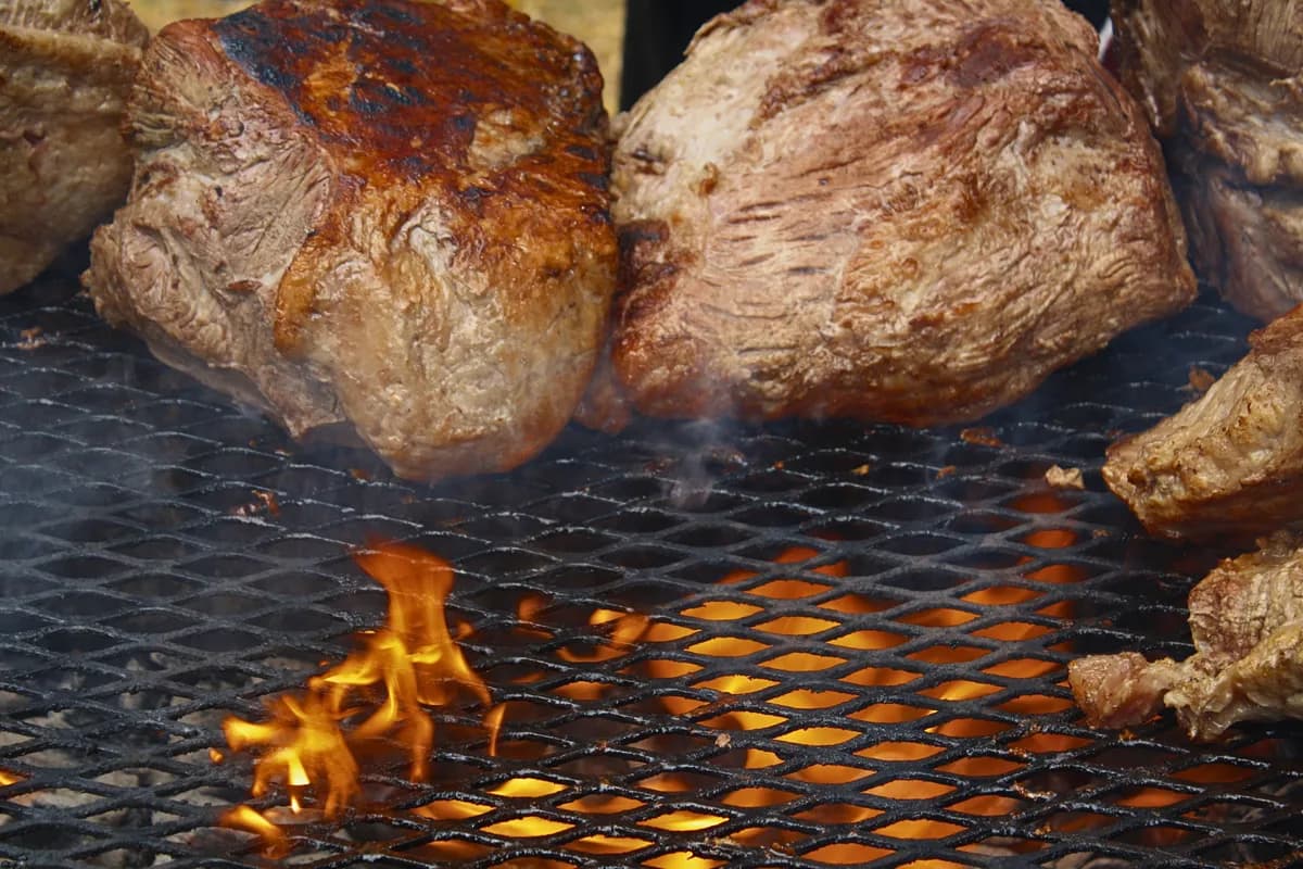 Food prepared on a grill for event catering